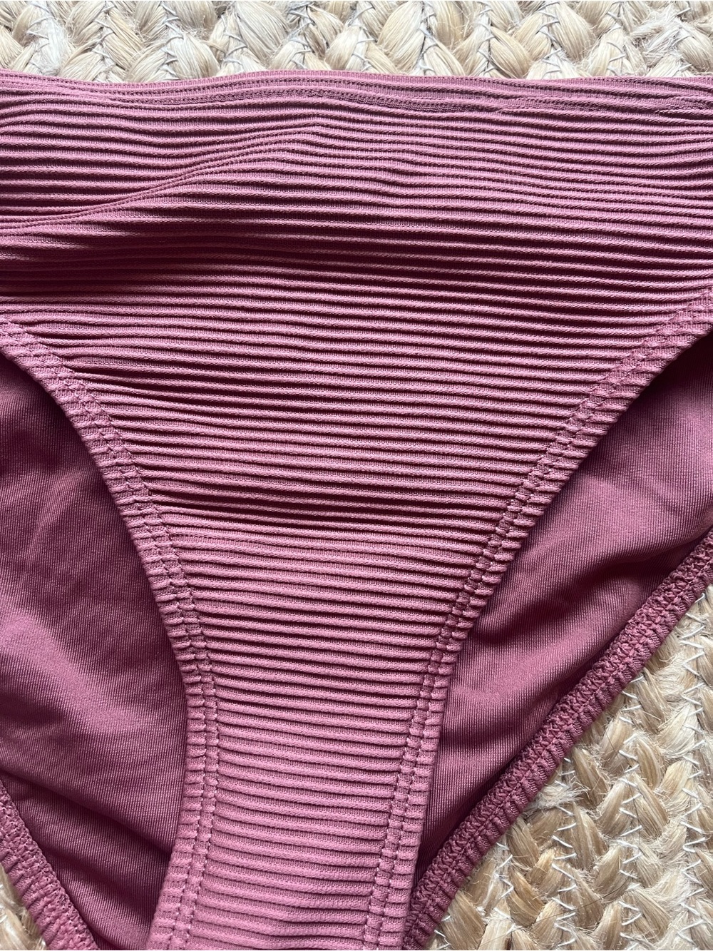 Mauve Ribbed Triangle Bikini Set - Picture 2 of 4